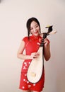 Chinese folk music performer playing Pipa Royalty Free Stock Photo