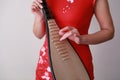 Chinese folk music performer playing Pipa Royalty Free Stock Photo