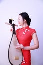 Chinese folk music performer playing Pipa Royalty Free Stock Photo