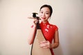 Chinese folk music performer playing Pipa Royalty Free Stock Photo