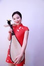 Chinese folk music performer playing Pipa Royalty Free Stock Photo