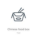 Chinese food box icon. Thin linear chinese food box outline icon isolated on white background from food collection. Line vector Royalty Free Stock Photo