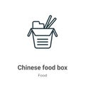 Chinese food box outline vector icon. Thin line black chinese food box icon, flat vector simple element illustration from editable Royalty Free Stock Photo