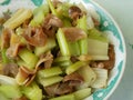Chinese food celery stir fried fish stomach