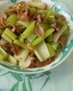 Chinese food celery stir fried fish stomach