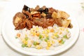 Chinese food chicken with vegetables and rice