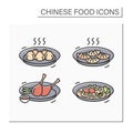 Chinese food color icons set