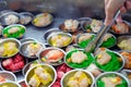 Chinese food dim sum on self service busket tray background. Royalty Free Stock Photo