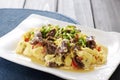 Chinese food, eggs beef on table Royalty Free Stock Photo