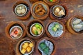 The Chinese food ,A many kind of Dim Sum in bamboo basket. Royalty Free Stock Photo