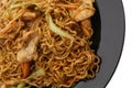 Chinese food. Noodles with chicken and vegetables Royalty Free Stock Photo