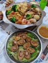 Chinese food Poon Choi Big Bowl Feast Abalone Family Gathering Royalty Free Stock Photo