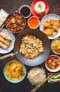 Chinese food set. Asian style food concept composition. Royalty Free Stock Photo