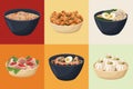 chinese food six icons Royalty Free Stock Photo