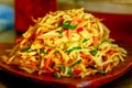 Chinese food: spicy Chinese salad with sliced mushroom, Vegetarian dish Royalty Free Stock Photo