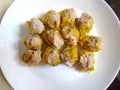 Chinese food style, Top view of pork chinese steamed dumpling