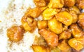 Chinese Food Sweet and Sour, Orange or Lemon Chicken with rice Royalty Free Stock Photo