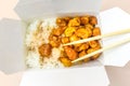 Chinese Food Sweet and Sour, Orange or Lemon Chicken with rice Royalty Free Stock Photo