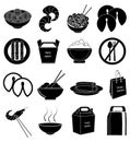 Chinese foods icons set