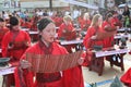 The Chinese and foreign students with a blessing of hanfu gathered in the clock tower at the ceremony