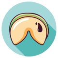 Chinese Fortune Cookie Vector Illustration Cartoon Style Icon in a Circle Royalty Free Stock Photo