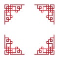 Chinese frame corner elements. Traditional asian ornate corner parts