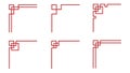 Chinese Frame Corner Ornament Vector Set Traditional Decorative Elements Line Art.Vector Illustration Royalty Free Stock Photo