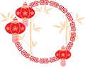 Chinese Frame with Lanterns and Bamboo Background Royalty Free Stock Photo