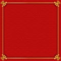 Chinese Frame with Oriental Asian Elements on Red Background