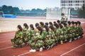 Chinese freshmen college students during military training