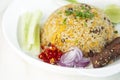 Chinese fried rice with fried salted meat Royalty Free Stock Photo