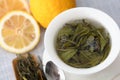 Chinese Gaiwan Green Tea and Sour Lemon Royalty Free Stock Photo