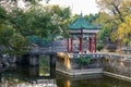 Chinese garden pond and gazebo Royalty Free Stock Photo