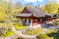 Chinese garden with temple in the hortus botanicus of Haren Royalty Free Stock Photo