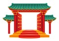 Chinese gate, entrance with roof, stairs isolated