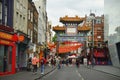 Chinese gate and red lanterns in Chinatown in the district of Soho, London