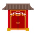 chinese gate to enter a temple or pagoda with columns and a roof vector illustration Royalty Free Stock Photo