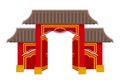 chinese gate to enter a temple or pagoda with columns and a roof vector illustration Royalty Free Stock Photo