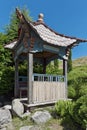 Chinese gazebo in the garden of Zolochiv Castle in Zolochiv Ukraine Royalty Free Stock Photo