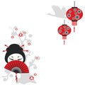 Chinese girl with a fan