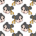 Chinese girl head seamless pattern textile print. repeat pattern background design Royalty Free Stock Photo