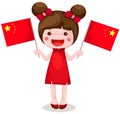 Chinese girl holding flag