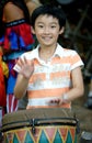 Chinese girl plays drum Royalty Free Stock Photo