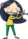 Chinese girl plays the flute