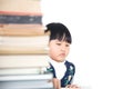 Chinese girl studying hard indoors Royalty Free Stock Photo