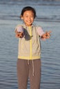 Chinese girl with victory hand signal