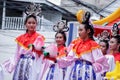 Chinese girls dressed as an angel in the parade of respect the Chinese gods celebration