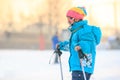 Chinese girls are practicing skiing Royalty Free Stock Photo