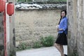 Chinese girls wear student clothes in Republic of China Royalty Free Stock Photo