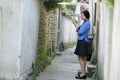 Chinese girls wear student clothes in Republic of China